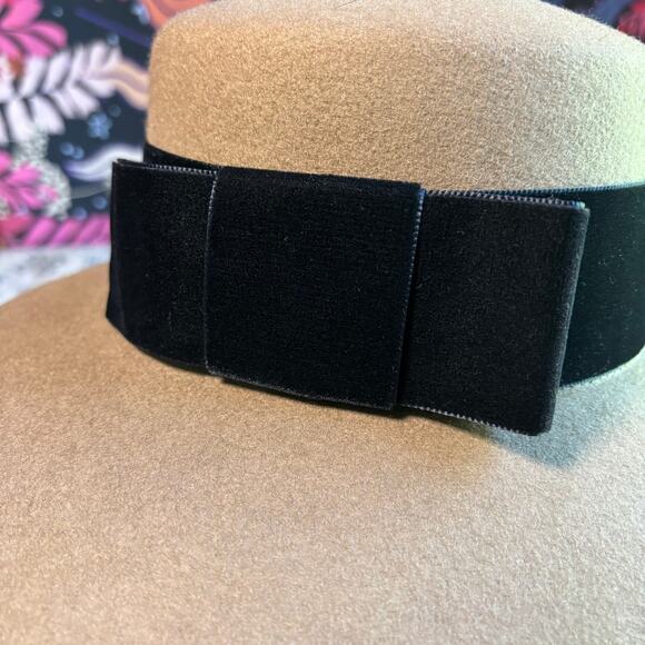 Vintage J Peterman Made in Italy Wool Hat Women's Velvet Bow Formal Brown Hat - Picture 4 of 13